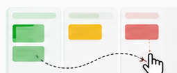 Exemplo de cartões sendo movimentados no Kanban